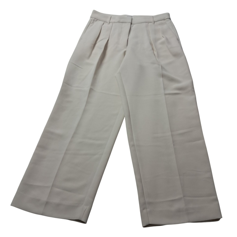 Banana Republic Pants Womens 10 Cream Pleated Wide Leg Trousers High Rise Work‎